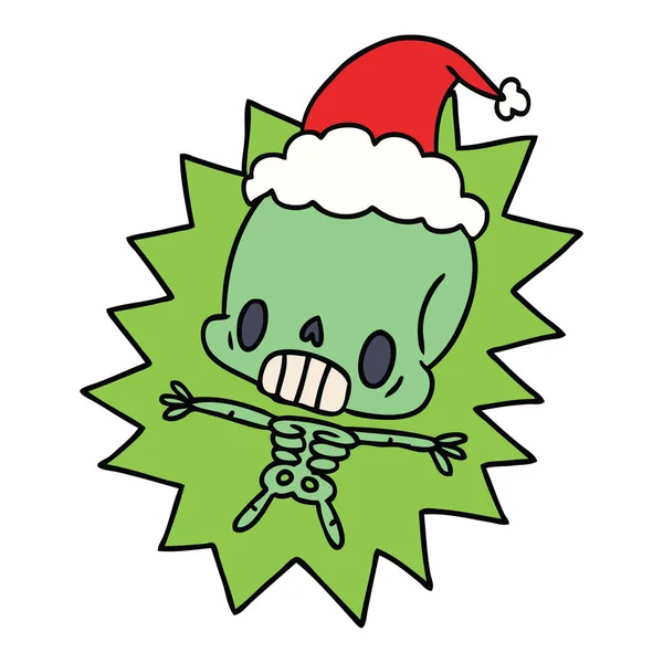 Bożonarodzeniowa kreskówka kawaii szkieletu — Wektor stockowy