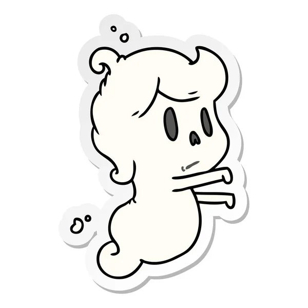 Sticker Cartoon Illustration Kawaii Cute Ghost — Stock Vector