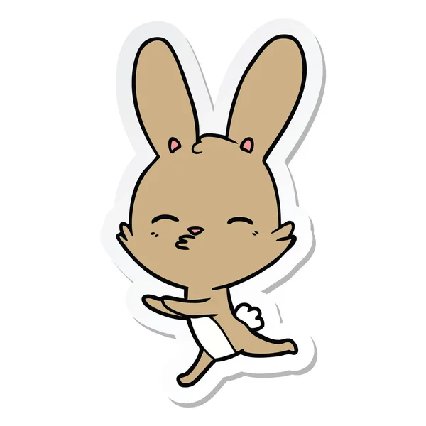 Sticker Van Een Nieuwsgierig Bunny Cartoon — Stockvector