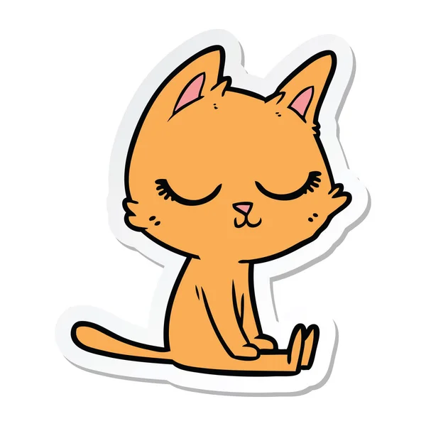 Pegatina Gato Dibujos Animados Tranquilo — Vector de stock