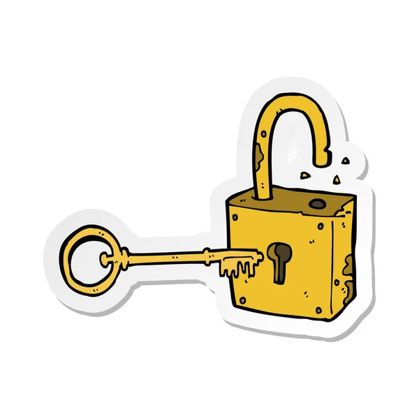 Sticker Caroon Rusty Old Padlock — Stock Vector