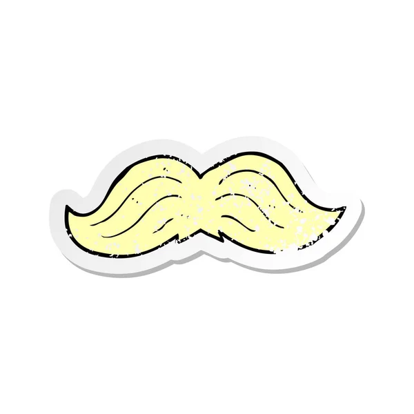 Pegatina Retro Angustiado Bigote Dibujos Animados — Vector de stock