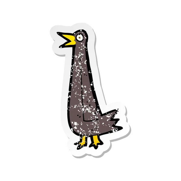 Autocollant de détresse rétro d'un drôle d'oiseau de bande dessinée — Image vectorielle