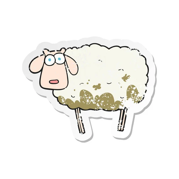 Retro Trudnej Sytuacji Naklejki Kreskówka Błotniste Owiec — Wektor stockowy