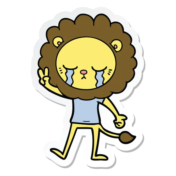 Pegatina de un león de dibujos animados llorando — Vector de stock