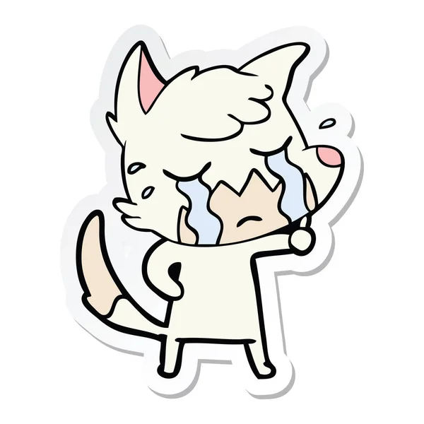Sticker van een huilende fox cartoon — Stockvector