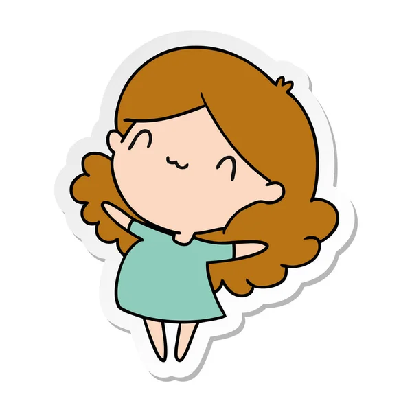 Sticker Cartoon Afbeelding Van Een Schattig Kawaii Meisje — Stockvector