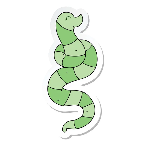 Sticker Quirky Hand Drawn Cartoon Snake — Stock Vector