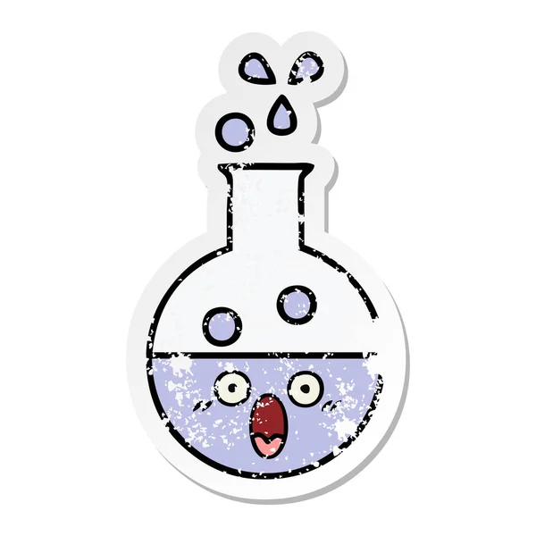Distressed sticker of a cute cartoon test tube — Stock Vector