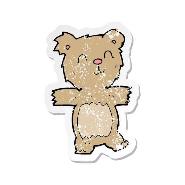 Retro Aufkleber Eines Niedlichen Teddybären — Stockvektor