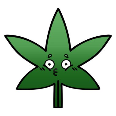 marihuana yaprağı degrade gölgeli çizgi film