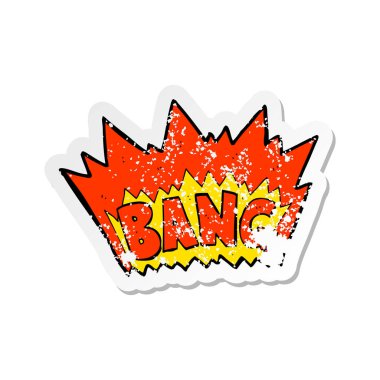 bir çizgi film patlama Retro sıkıntılı etiket