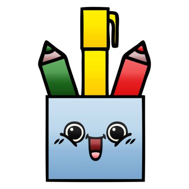 Degrade gölgeli karikatür kalem pot