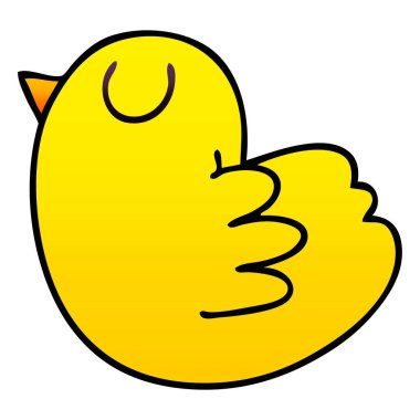 Degrade ilginç karikatür sarı kuş gölgeli