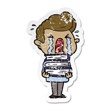 adam ağlıyor bir karikatür sıkıntılı etiket