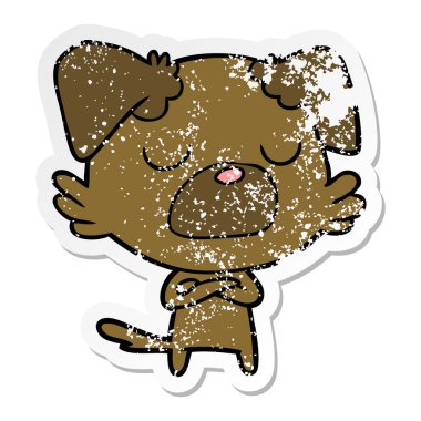 sıkıntılı etiket bir karikatür köpek