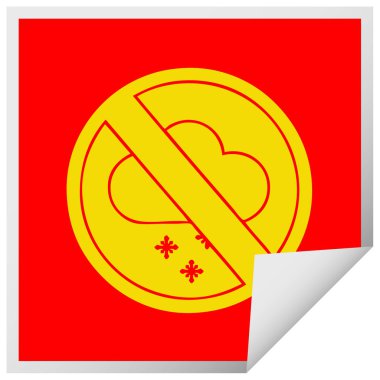 kare peeling etiket karikatür bir hiçbir kar işareti izin