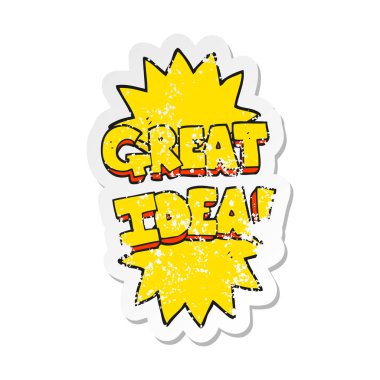 bir çizgi film harika fikir sembol Retro sıkıntılı etiket