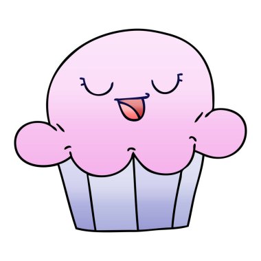 Degrade ilginç karikatür mutlu kek gölgeli