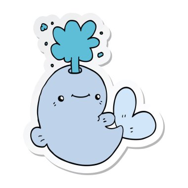 etiket bir karikatür balinanın su spouting