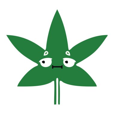 düz renk retro karikatür marihuana yaprağı