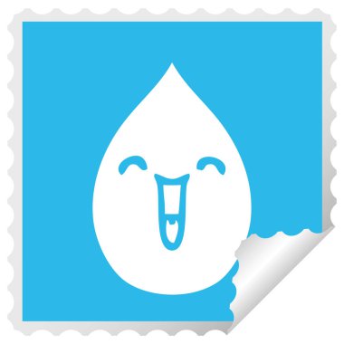 ilginç kare peeling etiket çizgi film duygusal yağmur damlası