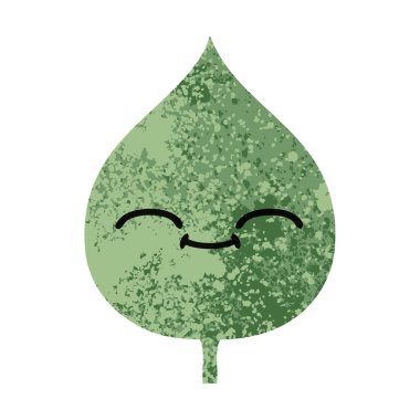 Retro illüstrasyon stil çizgi film ekspresiyon yaprak