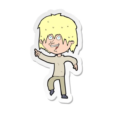 etiket bir karikatür mutlu çocuk