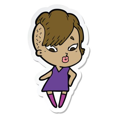 bir çizgi film sürpriz kız etiketi