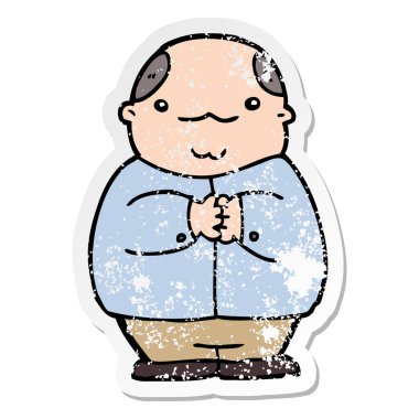 bir çizgi film saçsız adamın sıkıntılı etiket