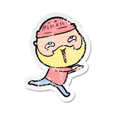 karikatür mutlu bir sakallı adamın sıkıntılı etiket