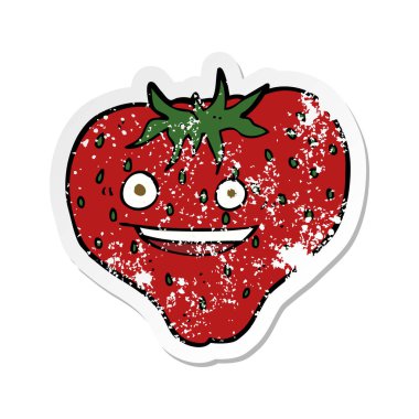 Retro bir çizgi film çilek etiket sıkıntılı