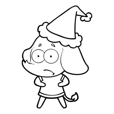 çizim için Noel Baba şapkası giyiyor emin değilseniz bir filin el çekilmiş