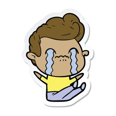 ağlayan bir çizgi film adamın etiket