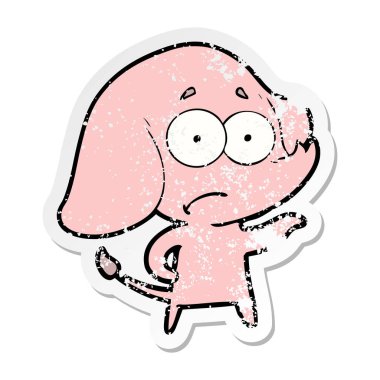 bir çizgi film emin filin sıkıntılı etiket