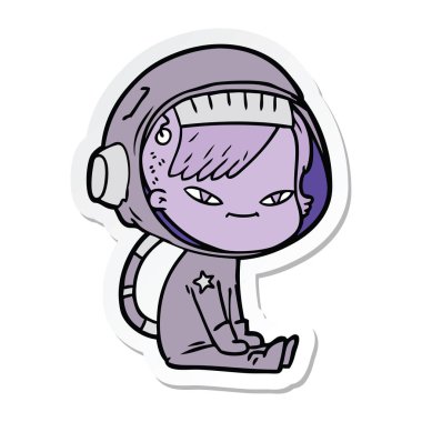 bir çizgi film astronot kadının etiket