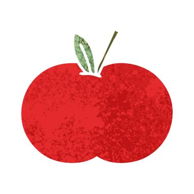 Retro illüstrasyon stil karikatür kırmızı elma