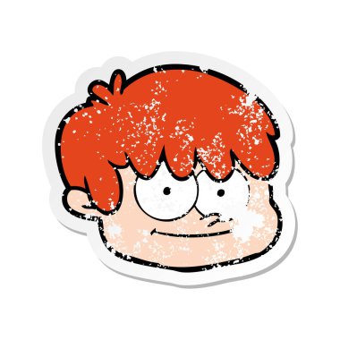 bir çizgi film erkek yüz sıkıntılı etiket