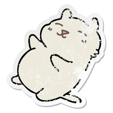 ilginç bir el sıkıntılı etiket karikatür kedi çizilmiş