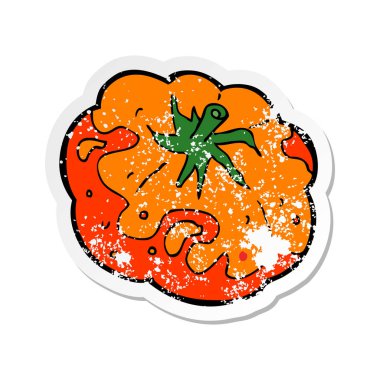 bir çizgi film domates Retro sıkıntılı etiket