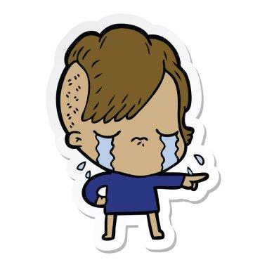 etiket suçlayarak bir karikatür ağlayan kız