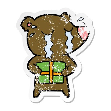 ayı ile ağlayan bir karikatür sıkıntılı etiket mevcut