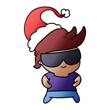 Noel degrade çizgi film kawaii çocuğun el çekilmiş