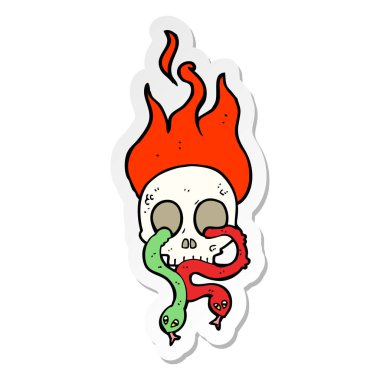 bir yılan ve kafatasları çizgi film etiketi