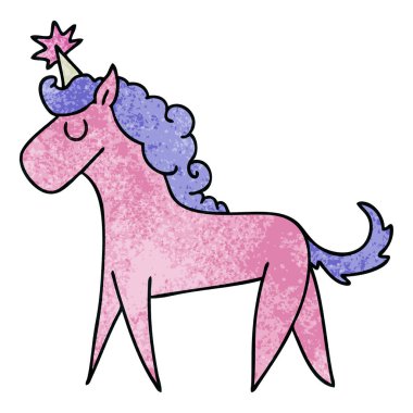 el çekilmiş ilginç karikatür tek boynuzlu at