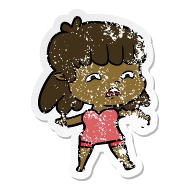 çizgi film endişeli bir kadın sıkıntılı etiket