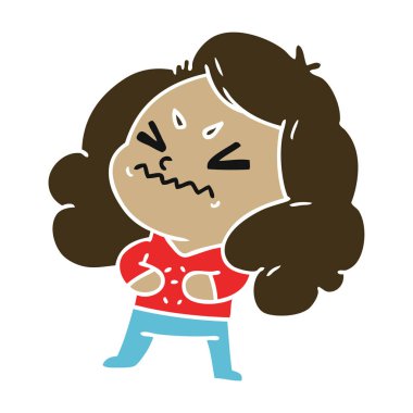 şirin kawaii kız serbest çizilmiş karikatür