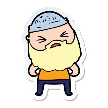 sakallı bir çizgi film adam etiketi