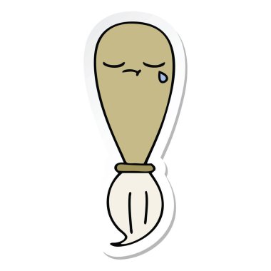 sevimli çizgi boya fırçasının etiket