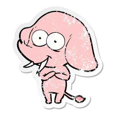 mutlu çizgi film fil sıkıntılı etiket